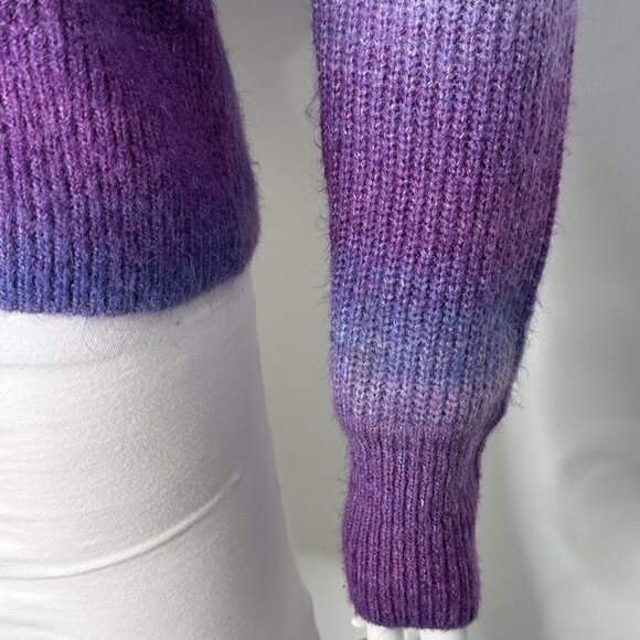 Loft Spacedye Ribbed V-Neck Long Sleeve Button Cardigan in Purple Multi Size S - Picture 11 of 16